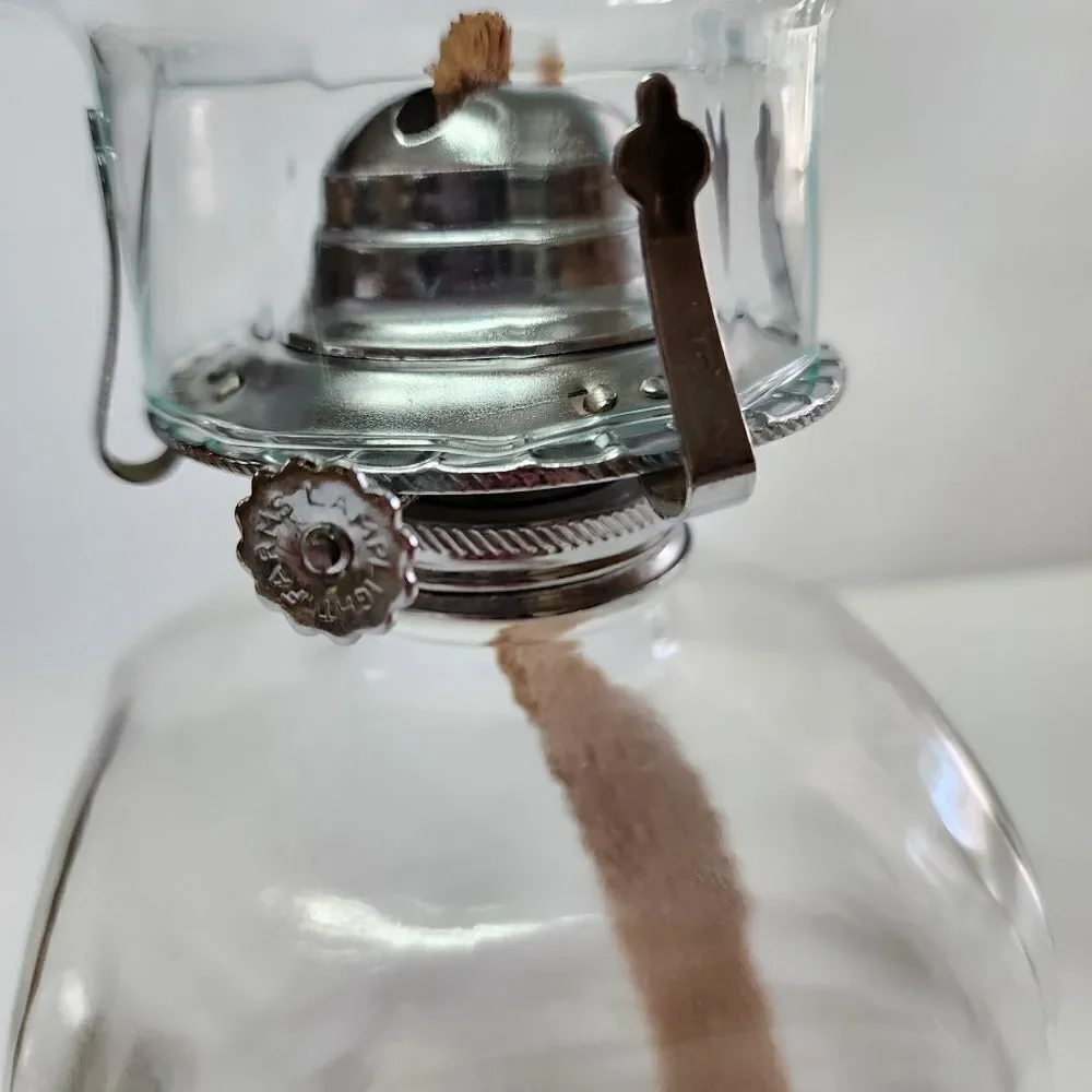 Vintage Lamplight Farms Clear Glass Oil Lamp with Cube Base